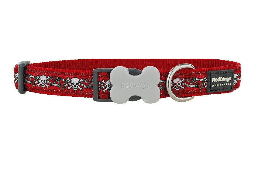 Red Dingo Halsband XS, 20-32cm Skull Red